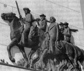 John Pack (far right) on the This Is the Place monument.