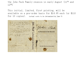 John Pack As Revealed In The Records
